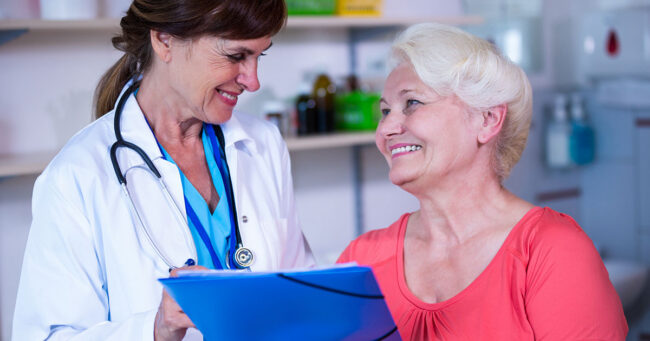 Patient consulting a doctor