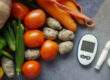 Digital glucometer lancet pen with vegetables