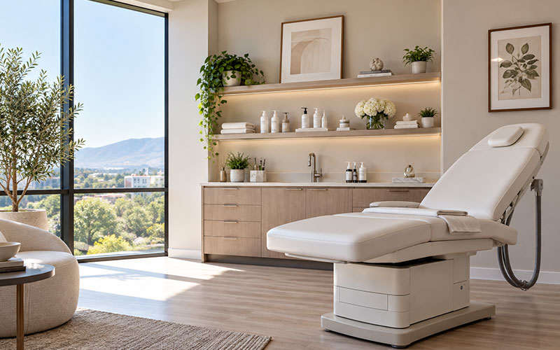 Modern medical clinic event space with elegant seating and a welcoming atmosphere.